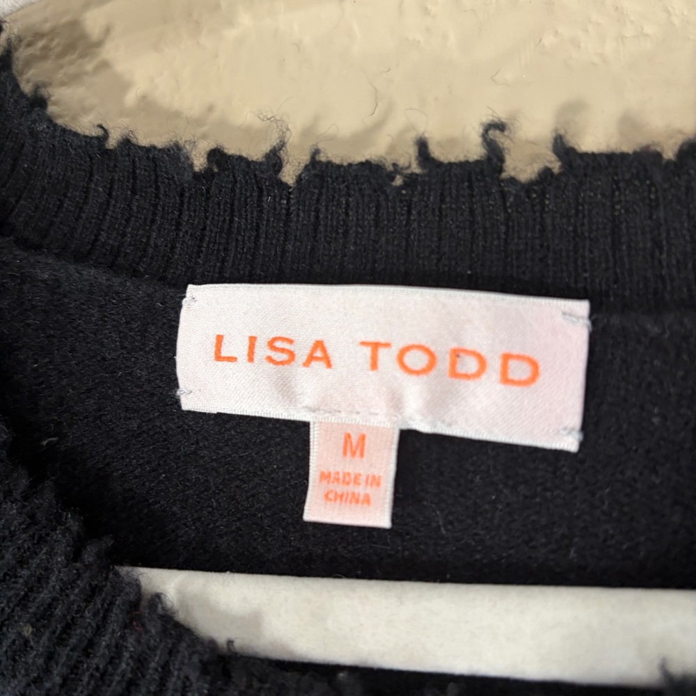 LISA TODD heart stealer Cashmere Sweater in Black Sz M Luxury Preppy Casual - Picture 5 of 15